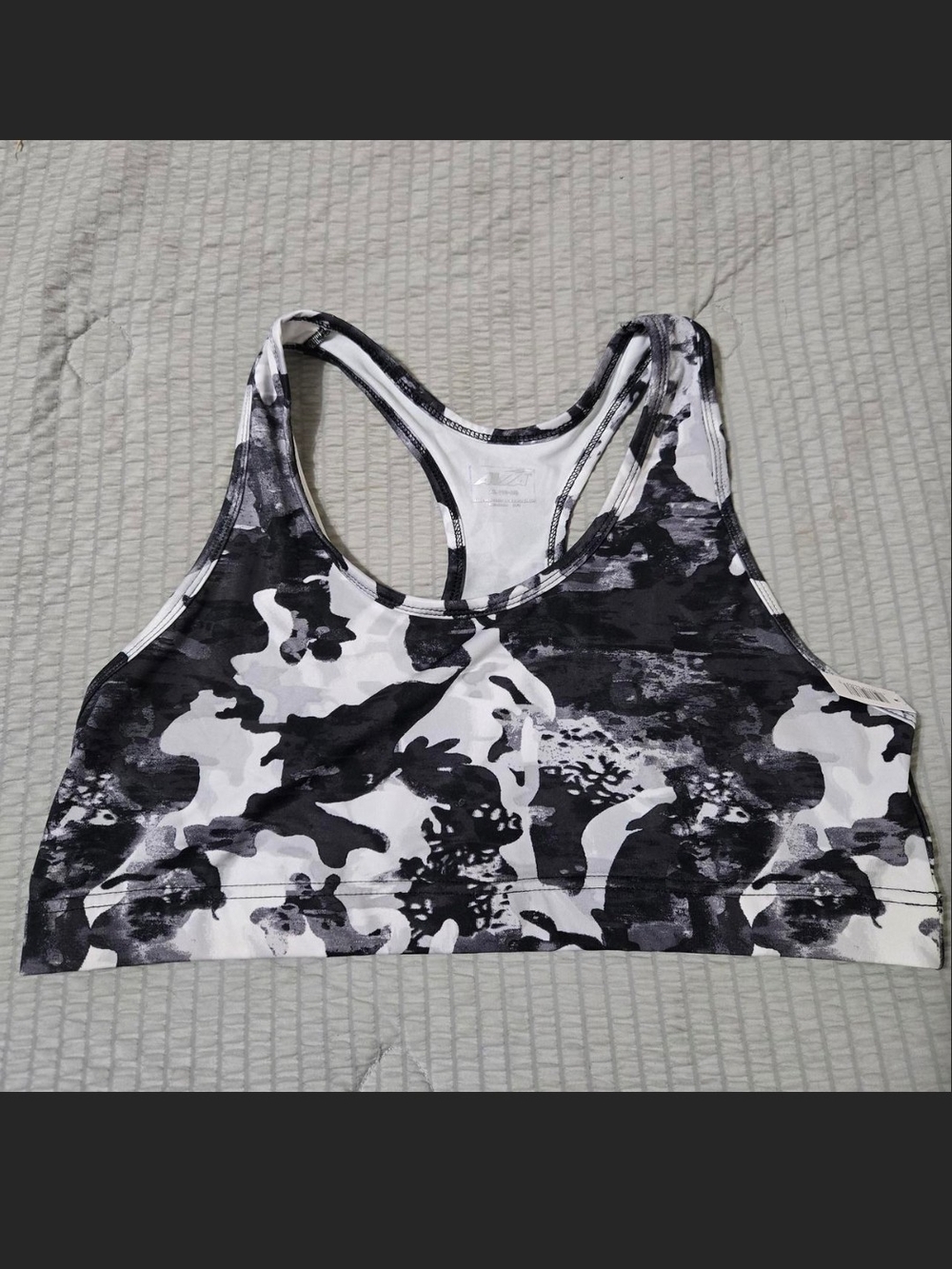 Avia Black & White Camo Racerback Sports Bra NWT